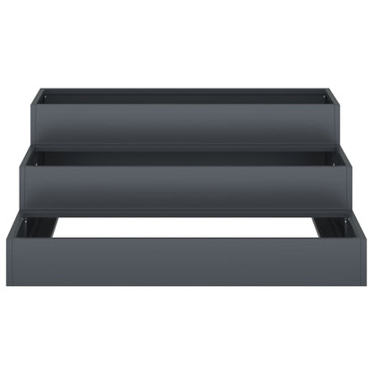 Tuin Plantenbak 3-Tier Staal 90 x 90 x 35 cm Anthraciet