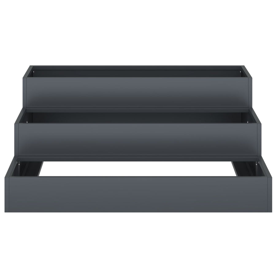 Tuin Plantenbak 3-Tier Staal 90 x 90 x 35 cm Anthraciet