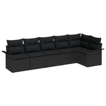 6-Delige Tuin Sofa Set Met Kussens Poly Rattan Zwart zonder tafel