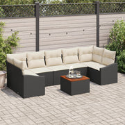 Garden Sofa Set with Cushions 8 pcs Black poly rattan