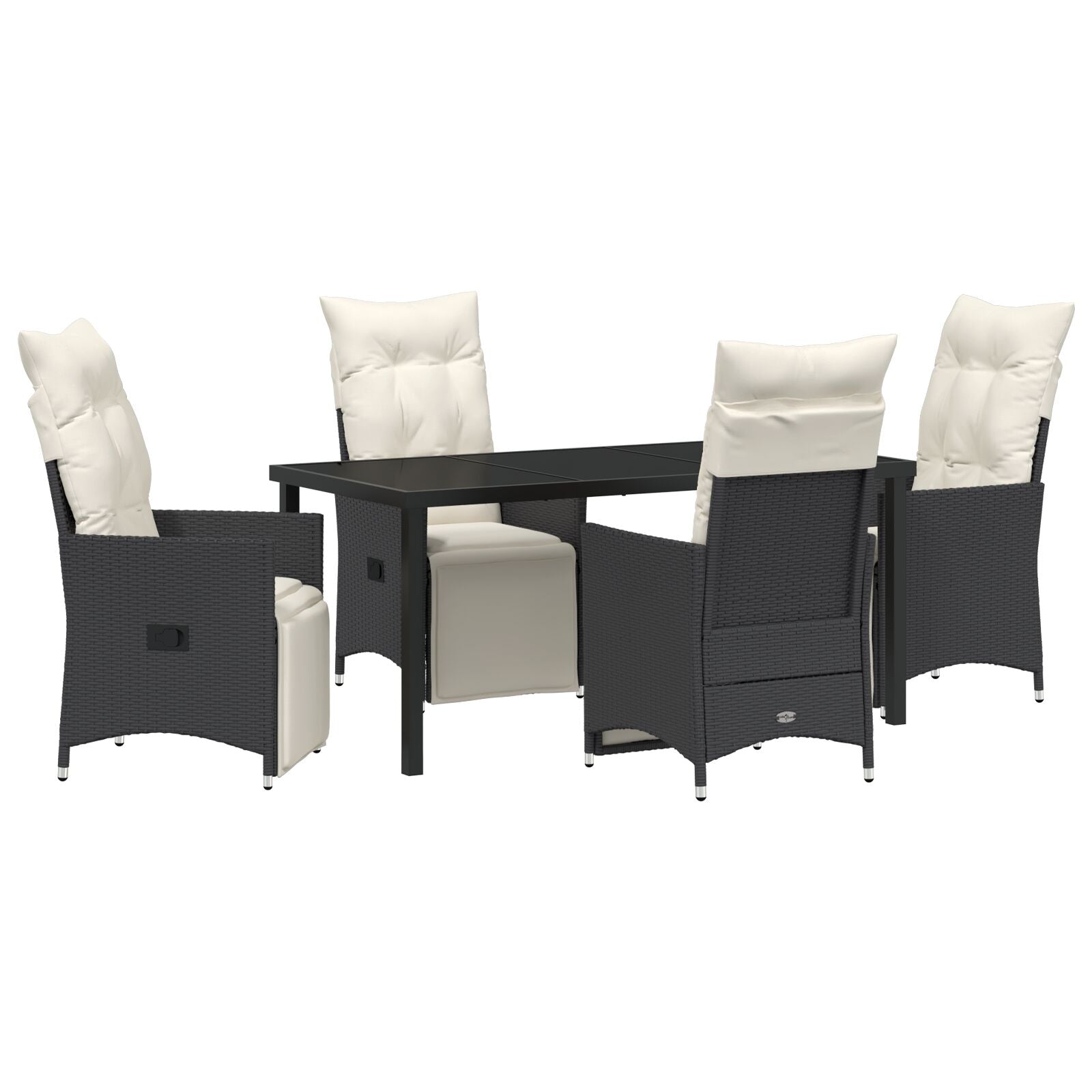 5-Delige Tuinset Met Kussens Zwarte Poly Rattan
