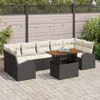 Garden Sofa Set with Cushions 8 pcs Black and Cream