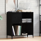 Platenkast 84,5x38x89 cm zwart eiken