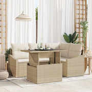 Tuinset 5-delig poly rotan beige