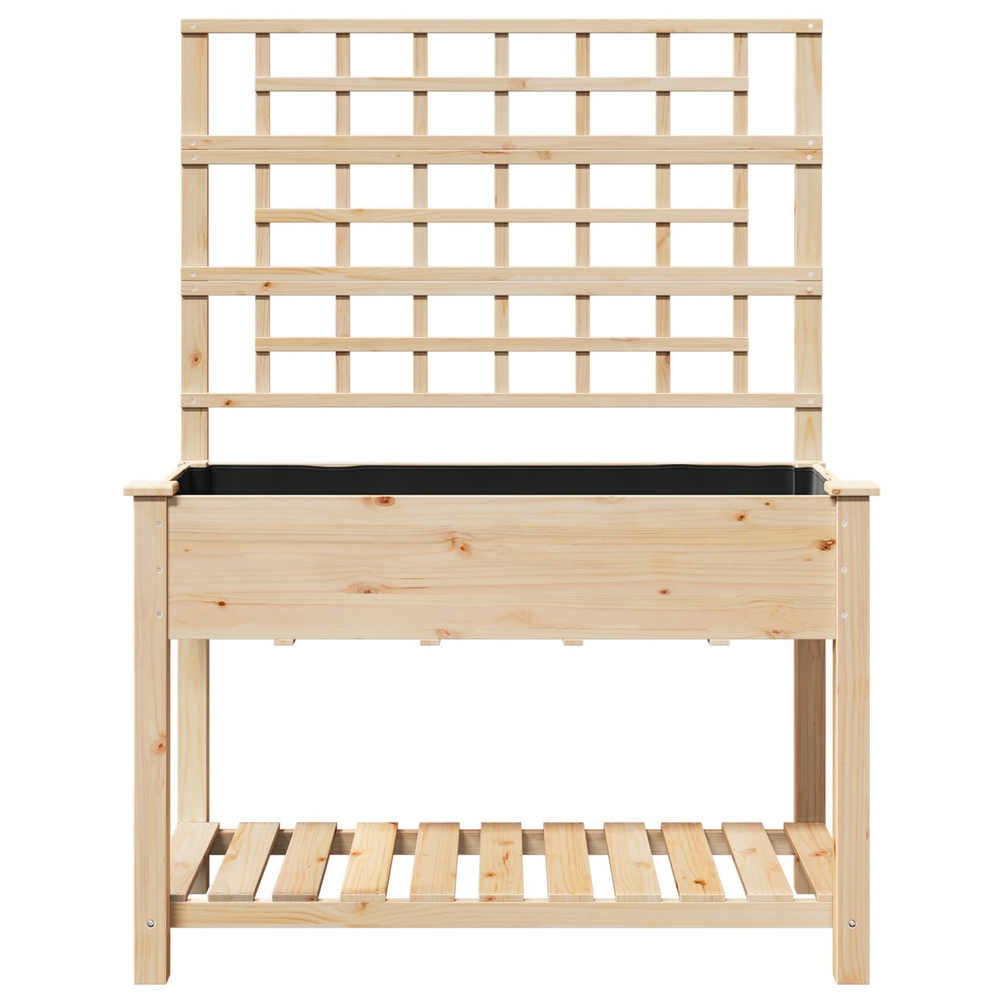 Tuinbak Met Trellis En Plank 115X59X152 Cm Massief Hout Vuren 115 x 60,5 x 153 cm