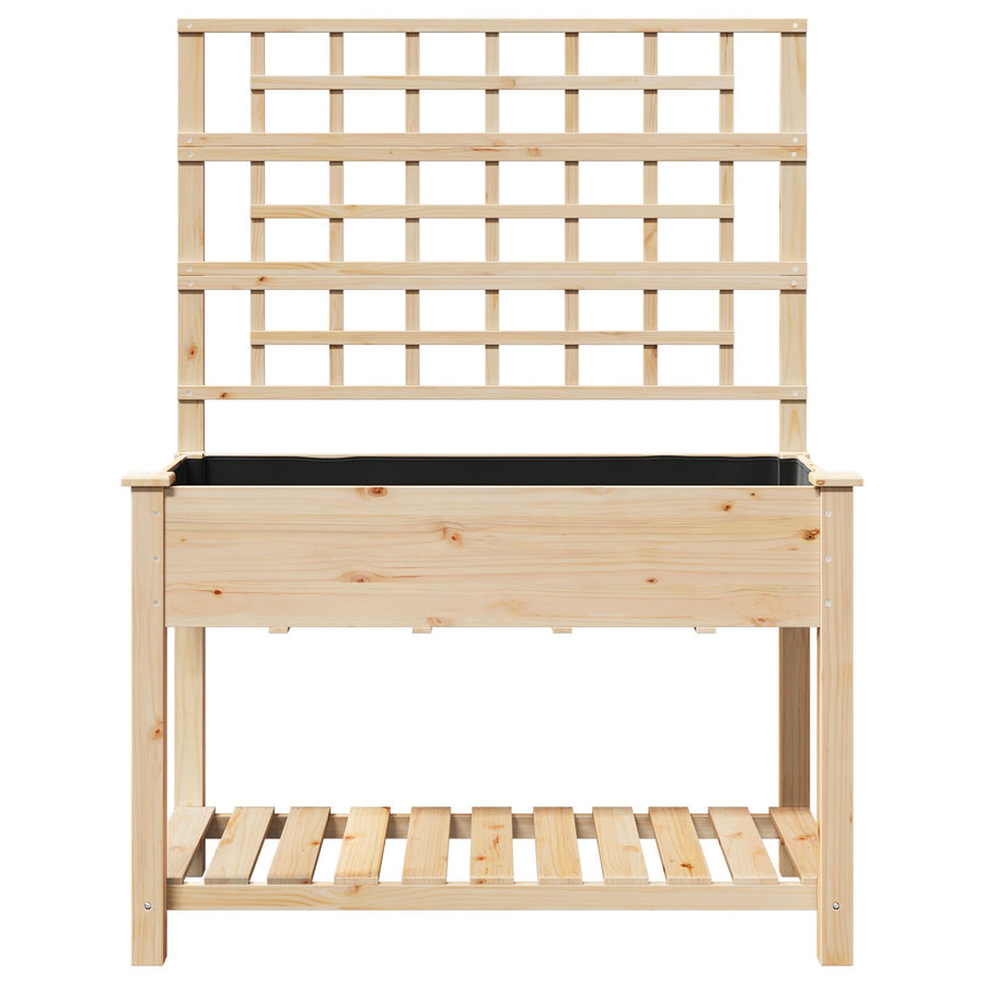 Tuinbak Met Trellis En Plank 115X59X152 Cm Massief Hout Vuren 115 x 60,5 x 153 cm