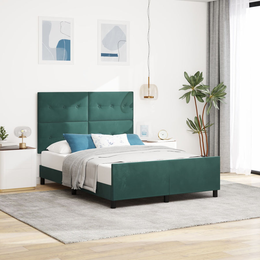 Donkergroene Fluwelen Bedbalk 140X190 Cm Crème
