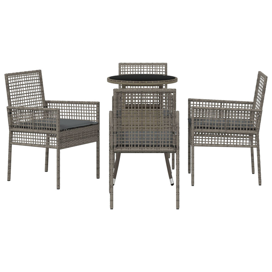 5-Delige Tuin Eettafelset Grijs Poly Rattan