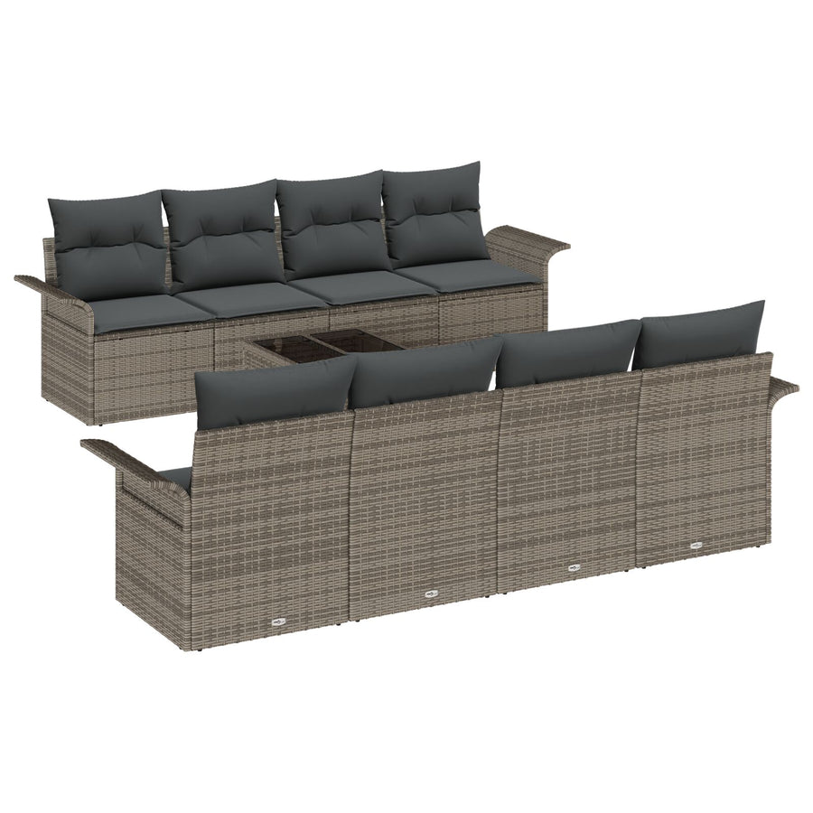 Tuin Sofa Set Set Van 7 Grijs Rattan, Polyester