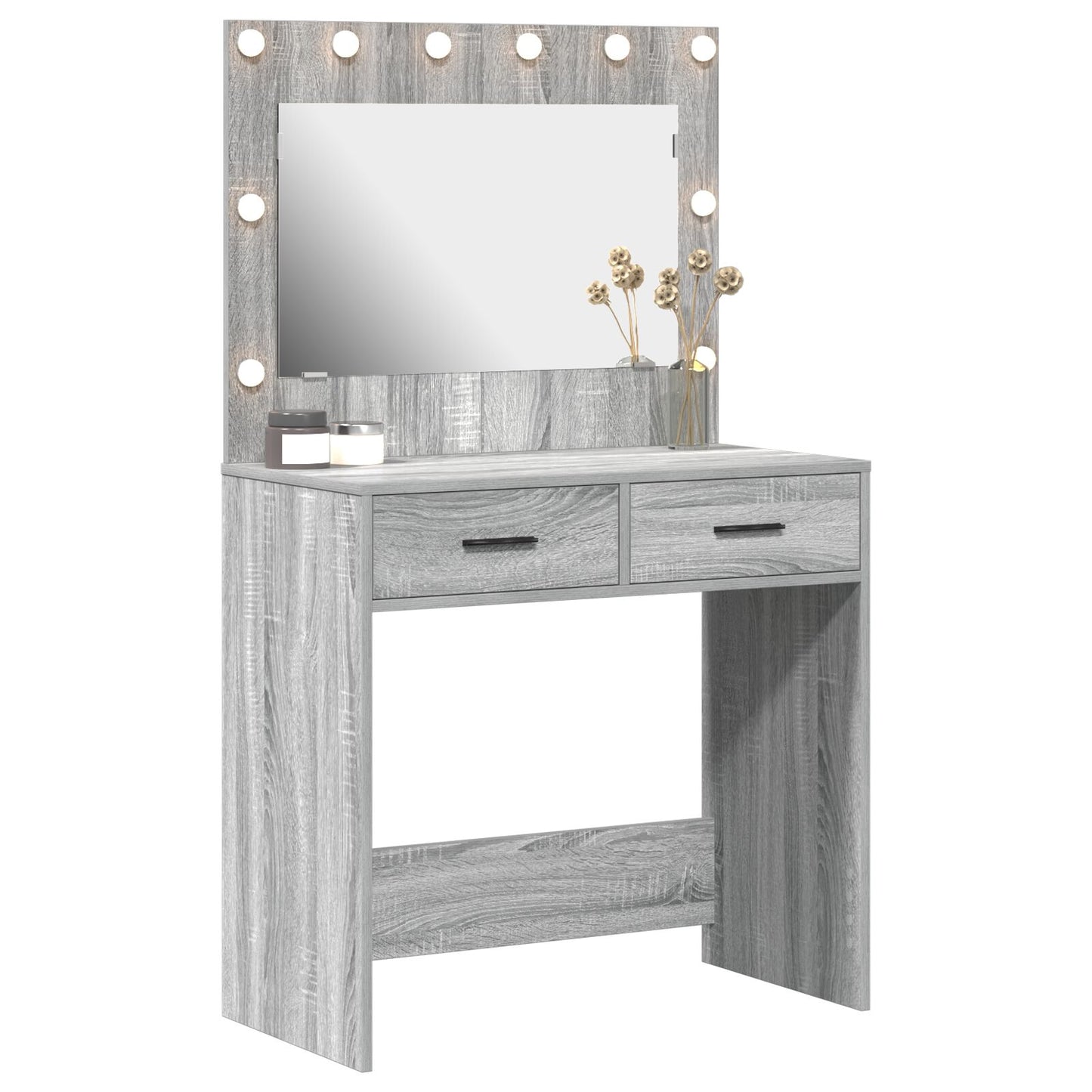 Dressing Tafel Met Led Verlichting 78,5X41X135 Cm Grijze sonoma 78.5 x 41 x 135 cm