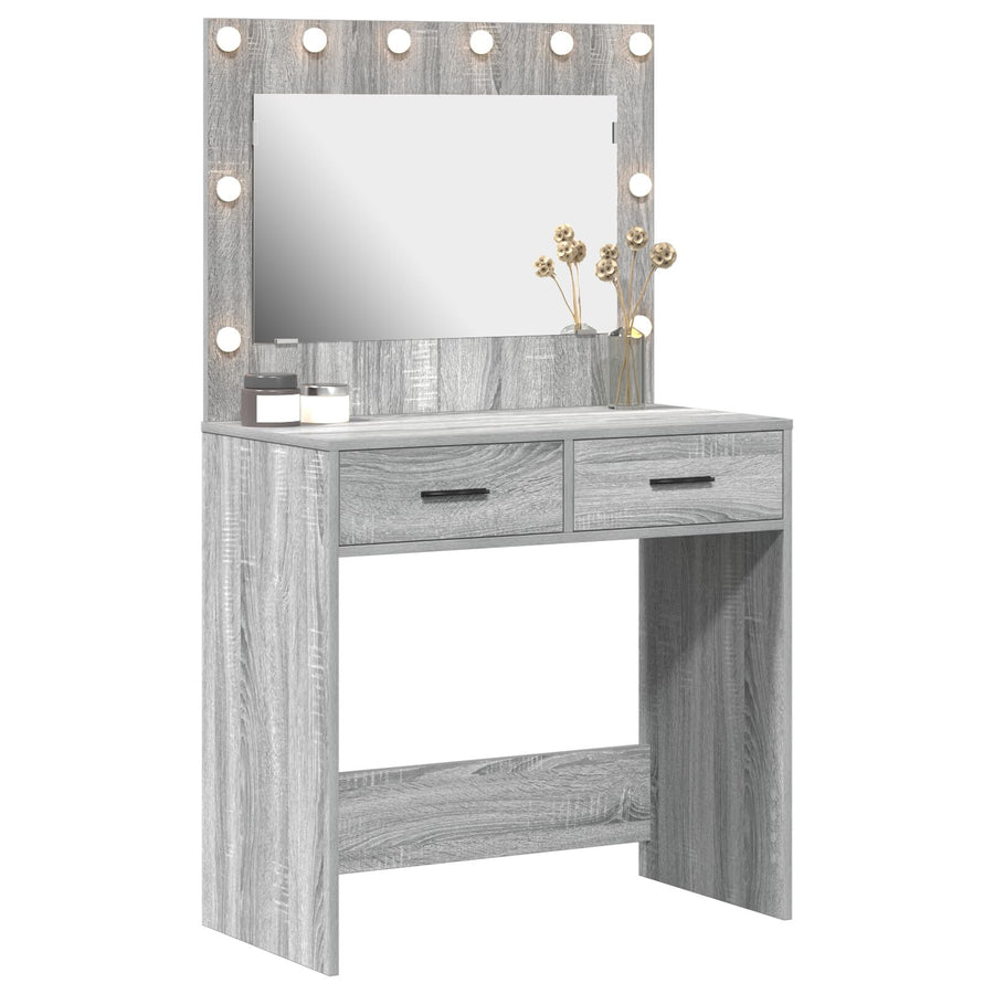 Dressing Tafel Met Led Verlichting 78,5X41X135 Cm Grijze sonoma 78.5 x 41 x 135 cm