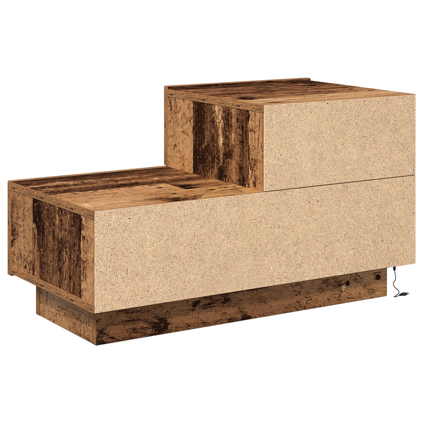 Nachtkastje Met Led-Verlichting 100X36X49 Cm Oude Hout