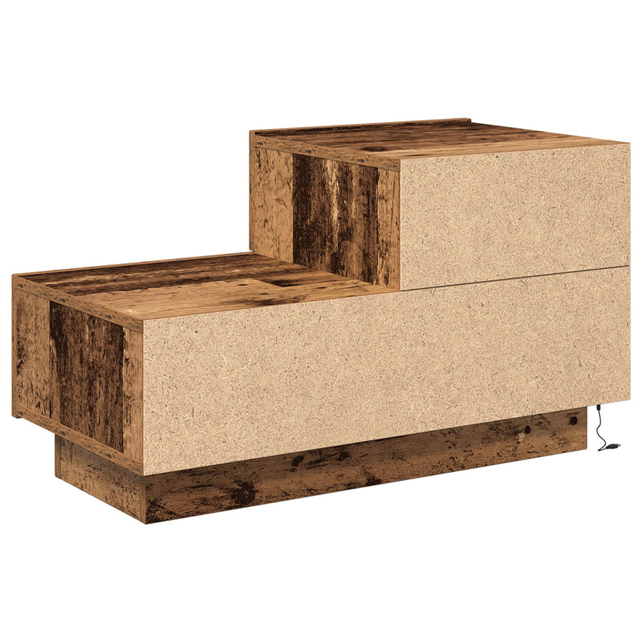 Nachtkastje Met Led-Verlichting 100X36X49 Cm Oude Hout
