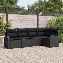 5-Delige Tuinbank Set Met Kussens Poly Rattan Zwart Zonder tafel