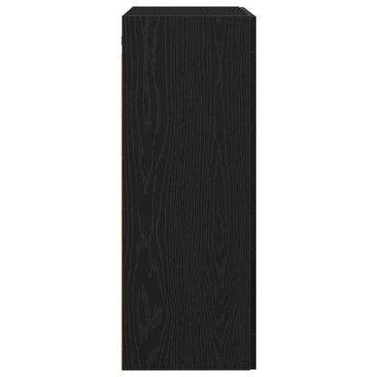 Wandkast Zwart Eiken 69,5X34X90 Cm Bewerkt Hout