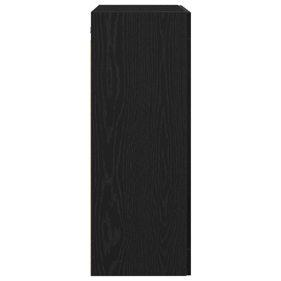 Wandkast Zwart Eiken 69,5X34X90 Cm Bewerkt Hout
