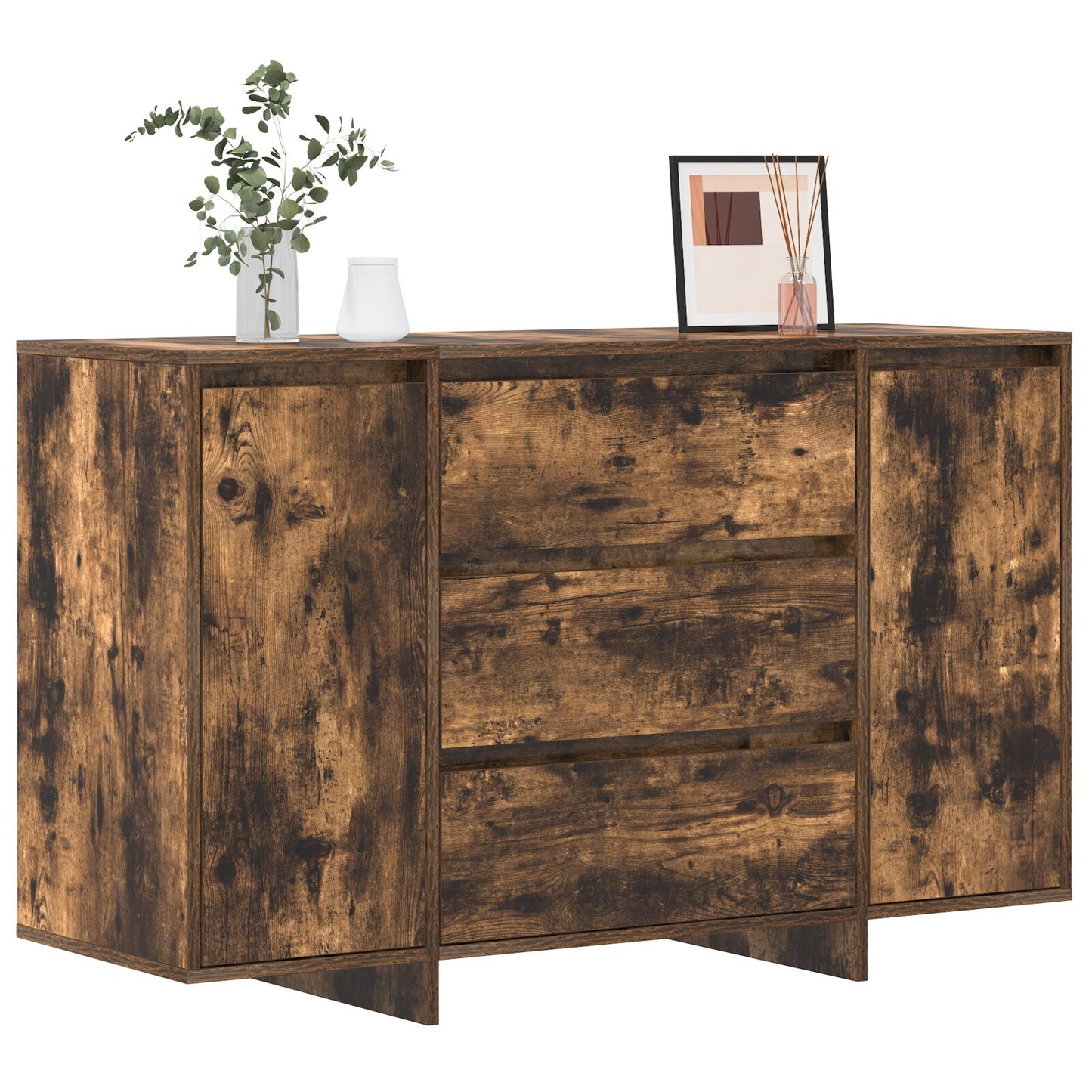 Dressoir Gerookte Eik Massief Hout Dressoir Rechthoekig