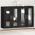 Wandkast 69,5x34x90 cm zwart eiken set van 2