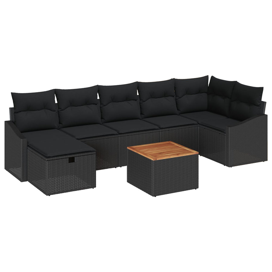 8-Delige Tuin Sofa Set Met Kussens Zwart Poly Rattan Wit