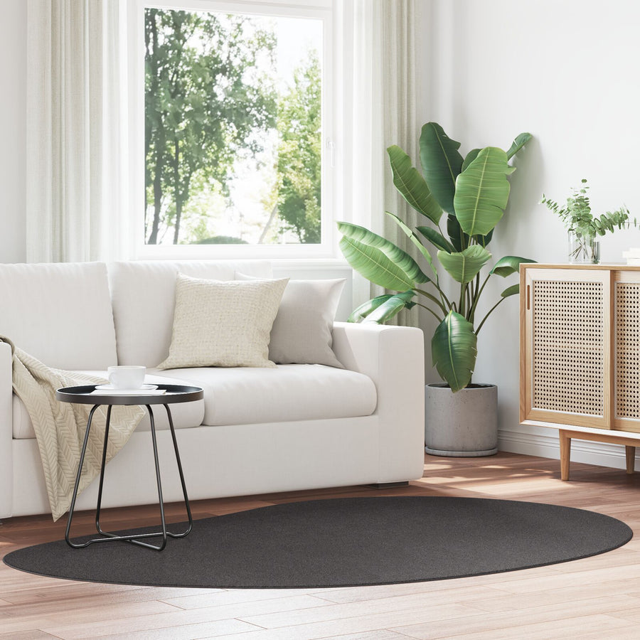Vloerkleed Polyester Antislip Anthraciet 140 x 200 cm Ovaal-Druppel