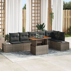 Tuin Eetset 7-delig grijs poly rattan