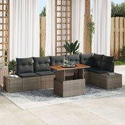 Tuin Eetset 7-delig grijs poly rattan