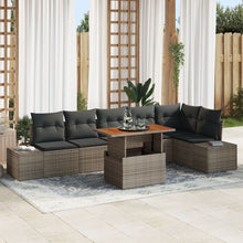 7 Persoons Tuin Eetset Met Kussens Grijs Poly Rattan Acacia