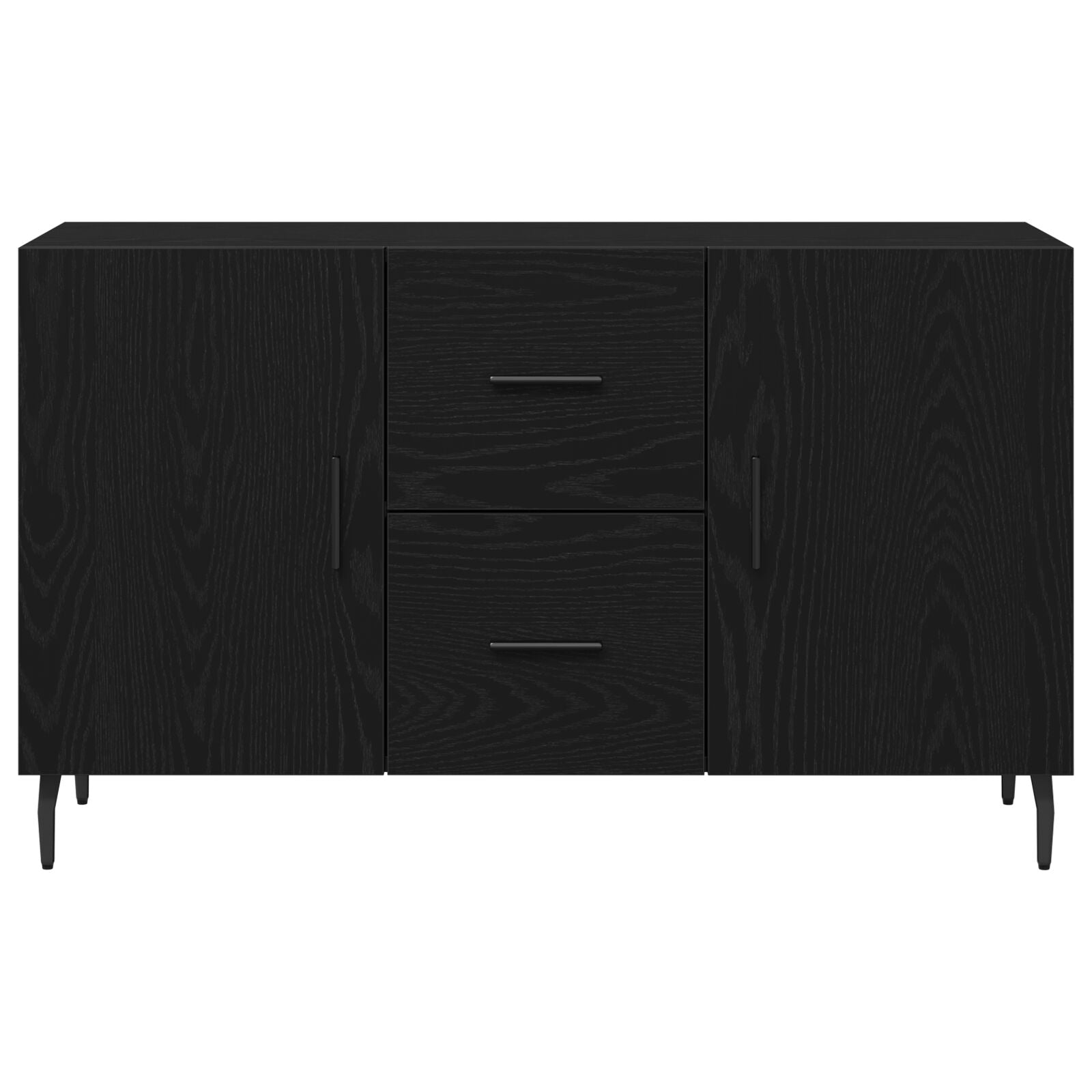 Dressoir Zwart Eiken 100X36X60 Cm Geperst Hout