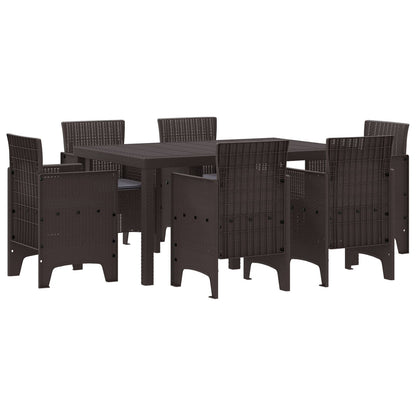 7-Delige Tuin Eettafel Set Met Kussens Bruin Poly Rattan