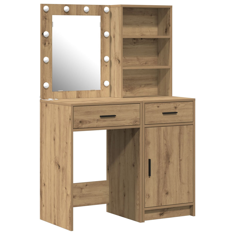 2-Delige Kaptafelset Met Led Artisan Eiken Gefabriceerd Hout