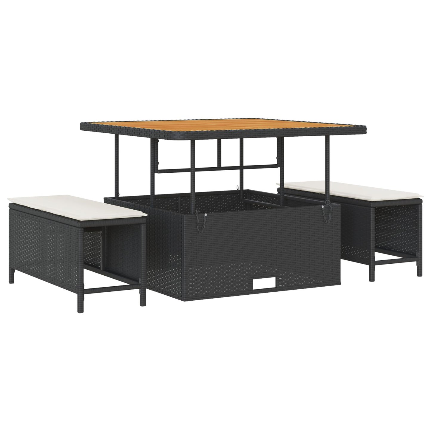 11-Delige Tuin Sofa Set Met Kussens Zwart Poly Rattan Acacia, 2-Zits Tuin Sofa Met Kussens Zwart Poly Rattan, 3-Delig Tuin Eetset Met Kussens Zwart Poly Rattan Acacia Wit