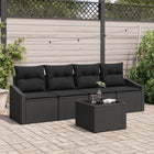 Loungebank set 5-delig polyrattan zwart