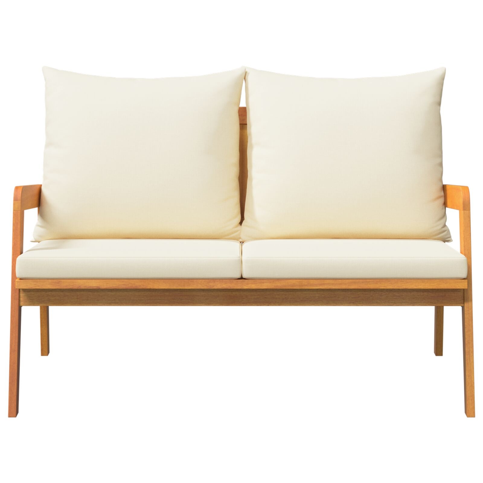Tuin Met Kussens 115X65X71 Cm Massief Acaciahout Crème Wit Bank
