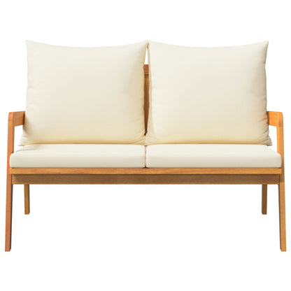 Tuin Met Kussens 115X65X71 Cm Massief Acaciahout Crème Wit Bank