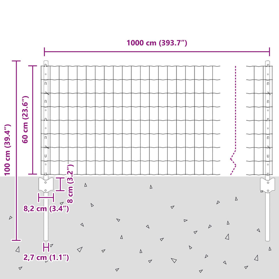 Euro Schutting Set Set Van 2 Gegalvaniseerd Staal 10 X 0.6 M