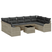 10-delige tuinsofa set met kussens grijs poly rattan, vidaXL 2-zits tuinsofa met kussens lichtgrijs poly rattan