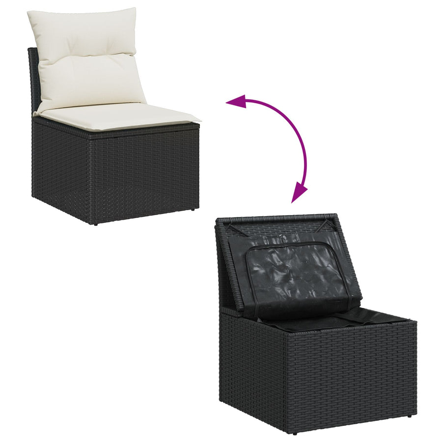 8-Delige Tuin Sofa Set Met Kussens Bruin Poly Rattan Zwart en wit met tafel