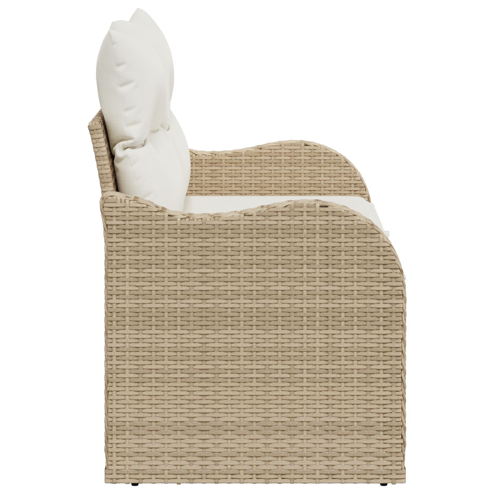 2-Zits Tuinbank Met Opbergruimte & Kussens Poly Rattan Beige en crème met opslag