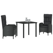 3-Delige Tuin Eettafel Set Zwart Poly Riet