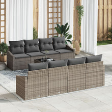 9-Delige Tuin Sofa Set Met Kussens Grijs Poly Rattan