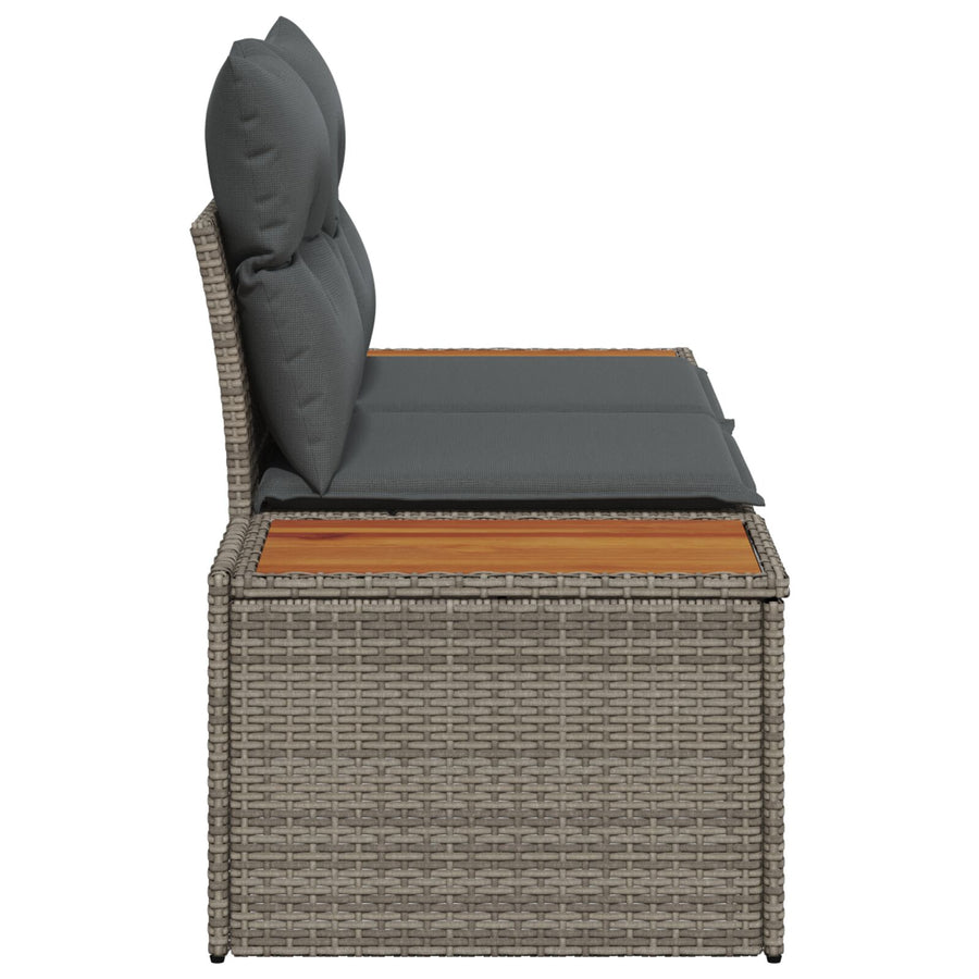 2-Zits Tuinbank Met Kussens Poly Rattan Grijs zonder opslag