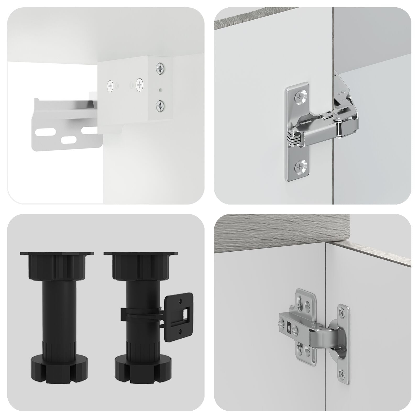 Keuken Cabinet ""Kalmar"" Met Dubbele Wastafels Behandeld Hout Grijs sonoma