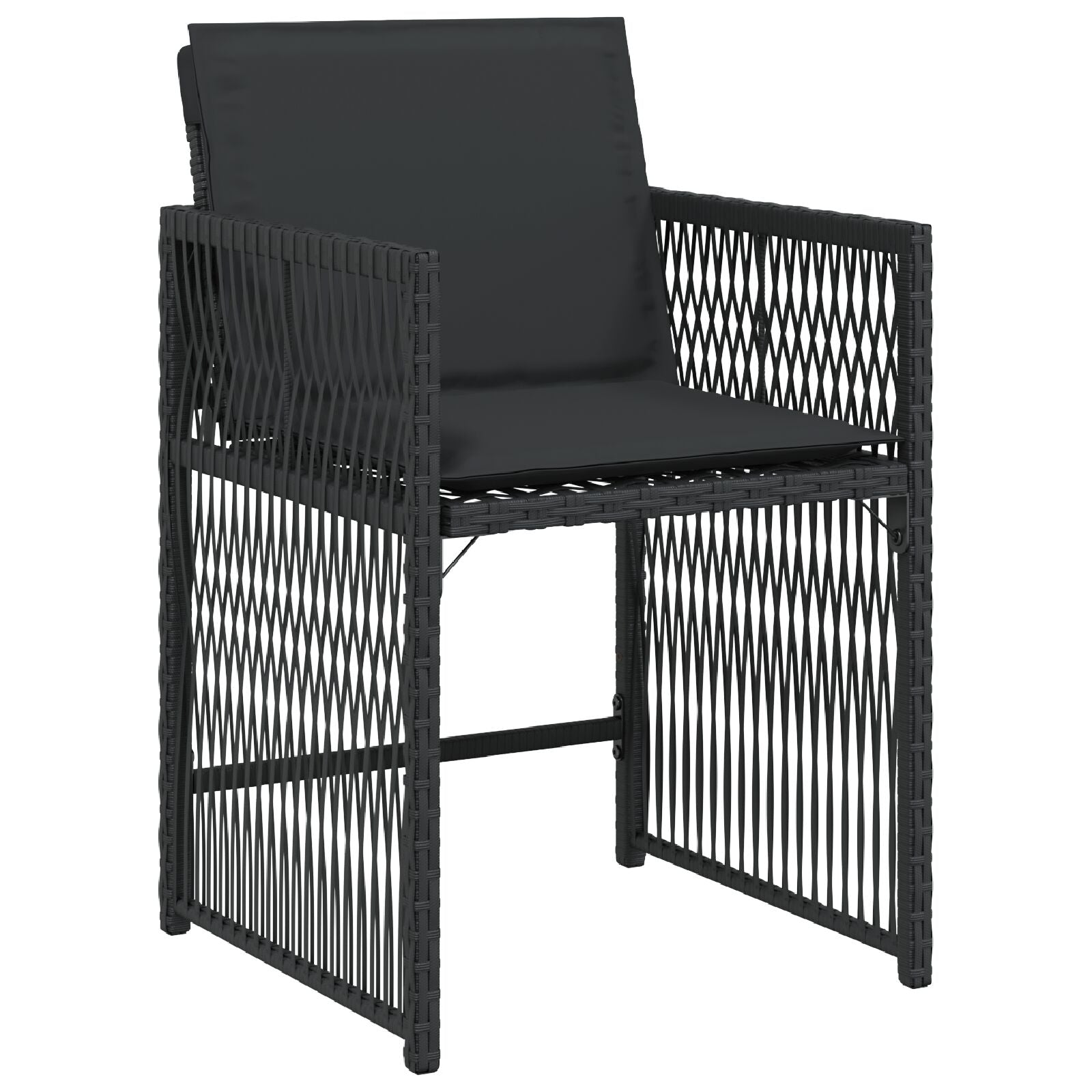 5-Delige Tuindining Set Met Kussens Zwart Poly Rattan