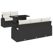 6-Delige Tuinbank Set Met Kussens Zwart Poly Rattan