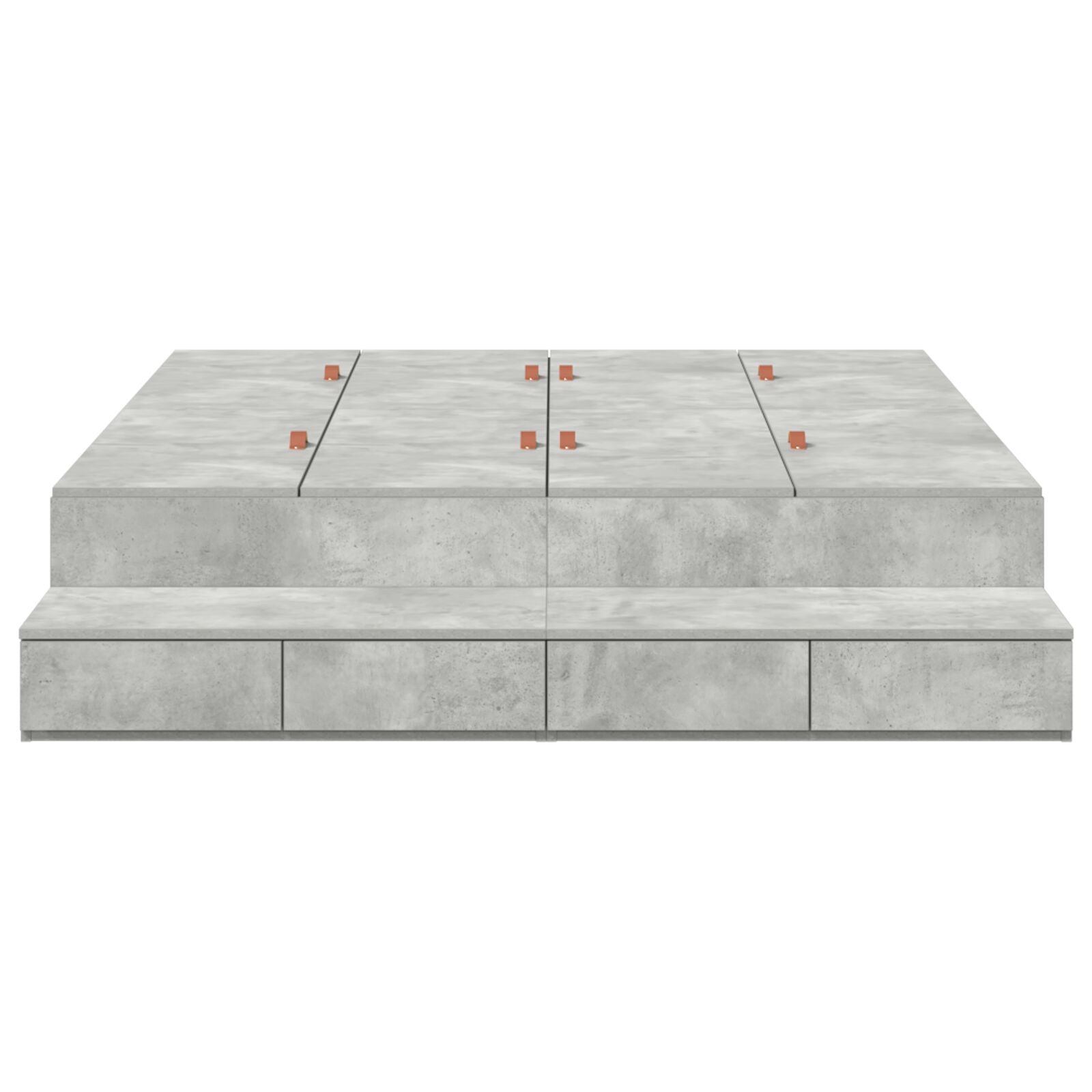 Opslagbedframe Beton Grijs Bewerkt Hout 160 X 200 Cm Opslag Artisanaal Eiken