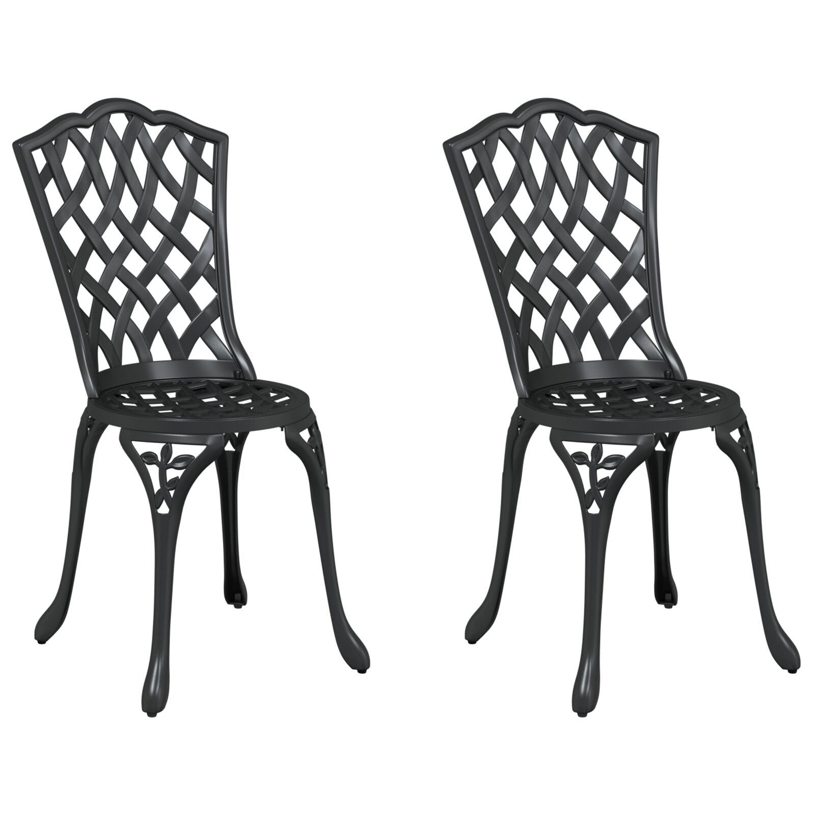 Tuinstoelen 2 Stuks Gietaluminium Zwart
