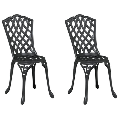 Tuinstoelen 2 Stuks Gietaluminium Zwart