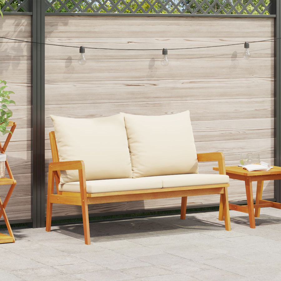 Tuin Met Kussens 115X65X71 Cm Massief Acaciahout Crème Wit Bank