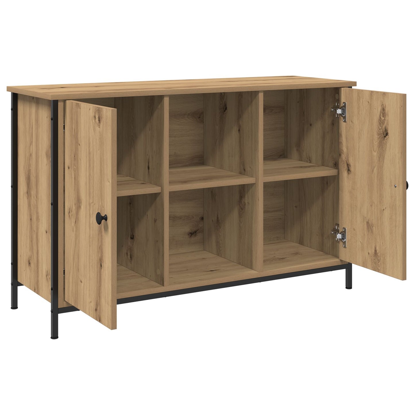 Tv-Kast Zwart Eiken 101X35X65 Cm Engineered Hout En Staal