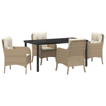 5-Delige Tuin Eet Set Met Kussens Beige Poly Riet